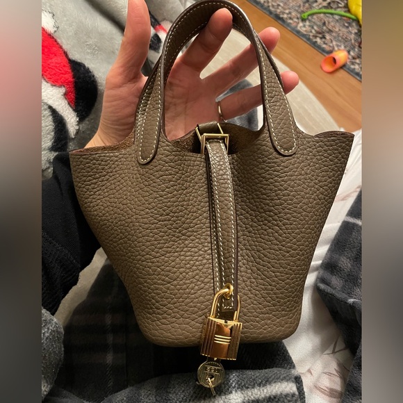 Mini handmade leather bag picotin bag bucket bag micro bag - Picture 2 of 8